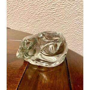 Glass Napping Cat Candle Holder